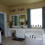 Master Bath includes double sinks & Glass Block Window